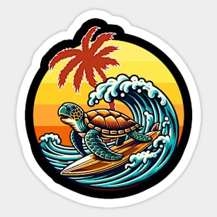 Sea Turtle Surfer Sticker